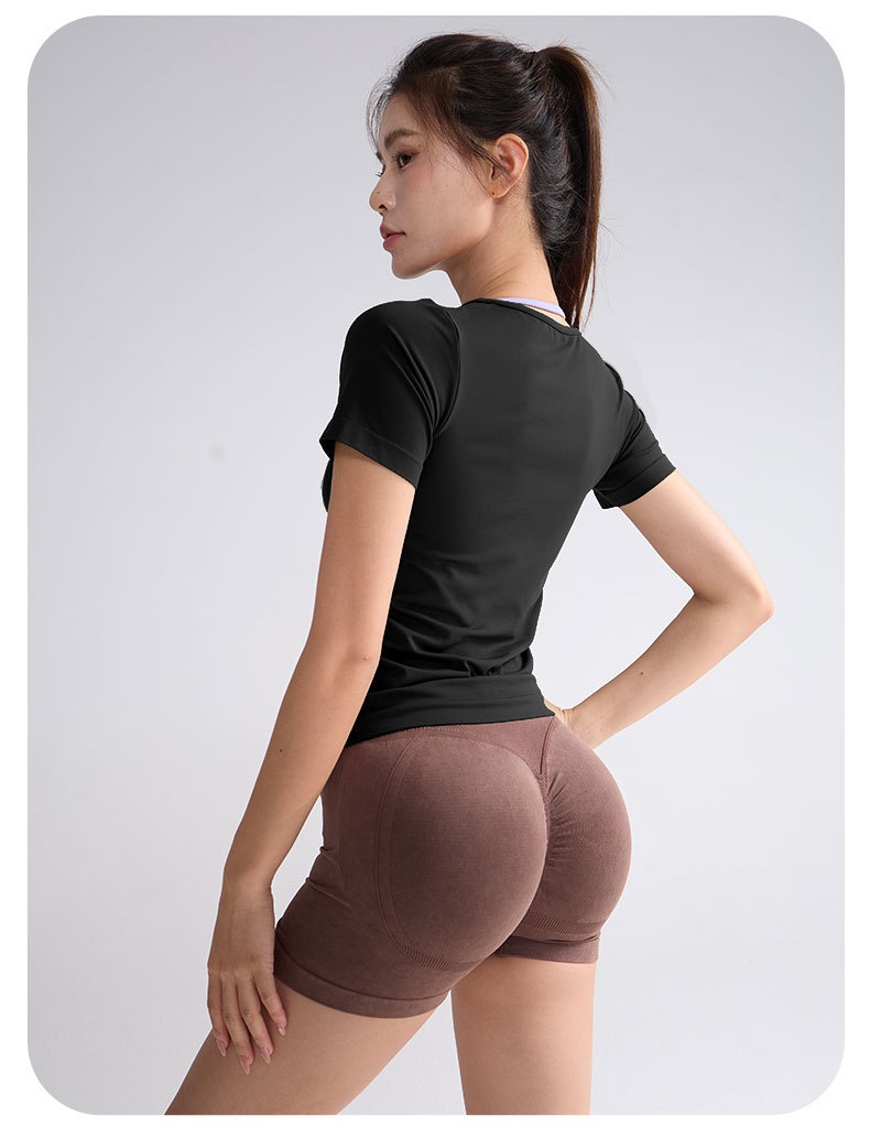 Short Sleeve Outdoor Quick-Dry T-Shirt Pilates Yoga Women Summer Top Sports Style Fitness Wear_voghion.com