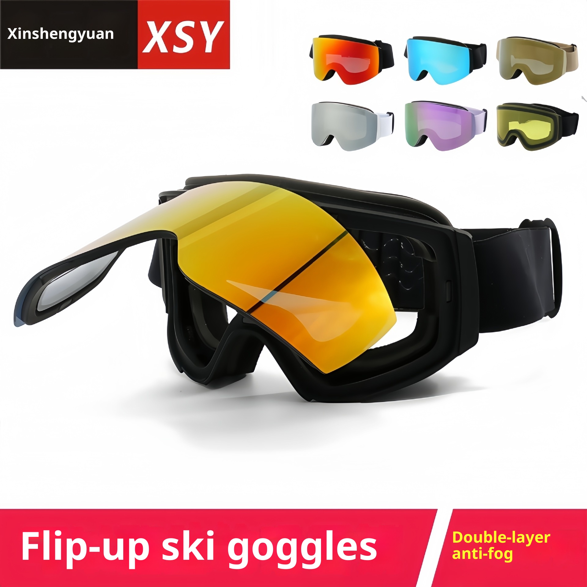 001 Katlanır Kayak Çift Katmanlı Buğu Önleyici Dağcılık Kayak Gözlüğü UV Korumalı Açık Hava Spor Gözlükleri Toptan Satış_voghion.com