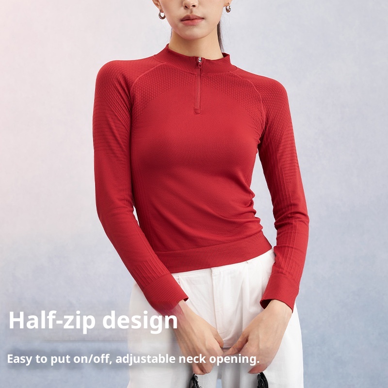 T-shirt à manches longues pour femme, coupe ajustée, idéal pour le fitness, la course à pied, l'entraînement en extérieur, le yoga et les loisirs._voghion.com