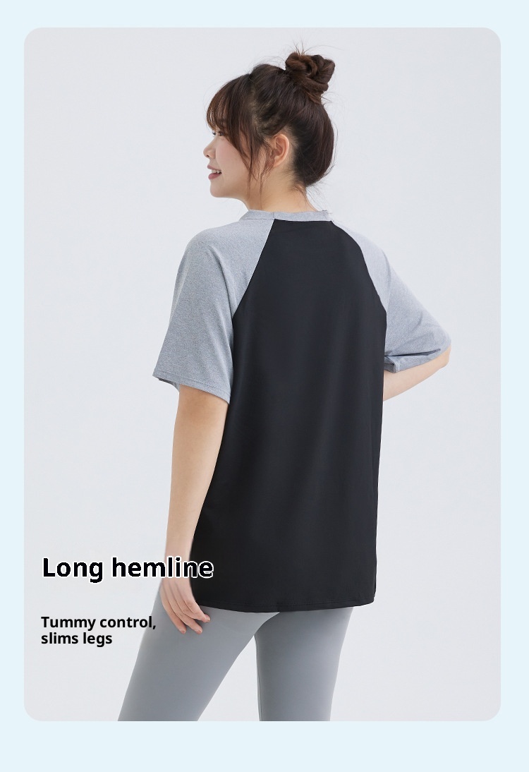 Lockeres Plus Size Fat MM Cov-Up Sporttop für Damen, schnelltrocknend, kurzärmelig, atmungsaktiv, Lauf-, Fitness- und Yoga-T-Shirt_voghion.com