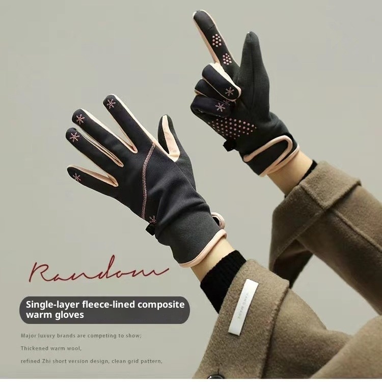 ActiveGo Herfst- en fleecegevoerde warme dameshandschoenen met touchscreen, geschikt voor buitensporten, koudebestendig, voor autorijden, fietsen, skiën en wintersporten_voghion.com