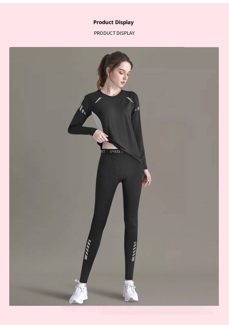 Completo da yoga da donna ad asciugatura rapida, per corsa, sport, autunno, aderente, a maniche lunghe, per attività all'aperto, escursionismo, jogging mattutino, palestra_voghion.com