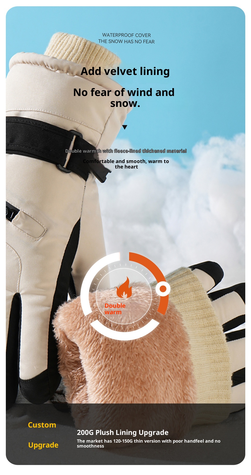 ActiveGo Damen-Skihandschuhe, kältebeständig, warm, Touchscreen-geeignet, wasserdicht, ideal für Radfahren, Studentensport, Outdoor-Sportarten, Schneespiele, Winter, Fleece-gefüttert_voghion.com