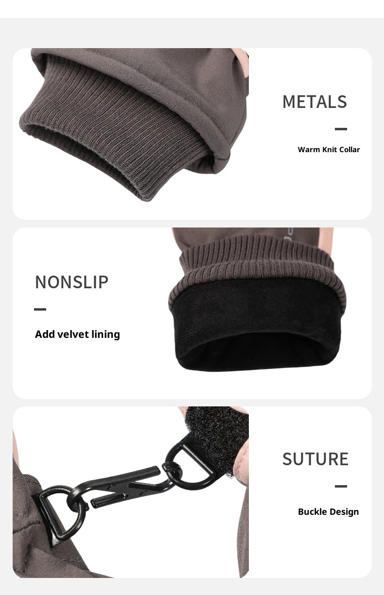 ActiveGo Women's Winter Outdoor Ski Fleece-Lined Touchscreen Warm Anti-Lost Buckle Non-Slip Gloves_voghion.com