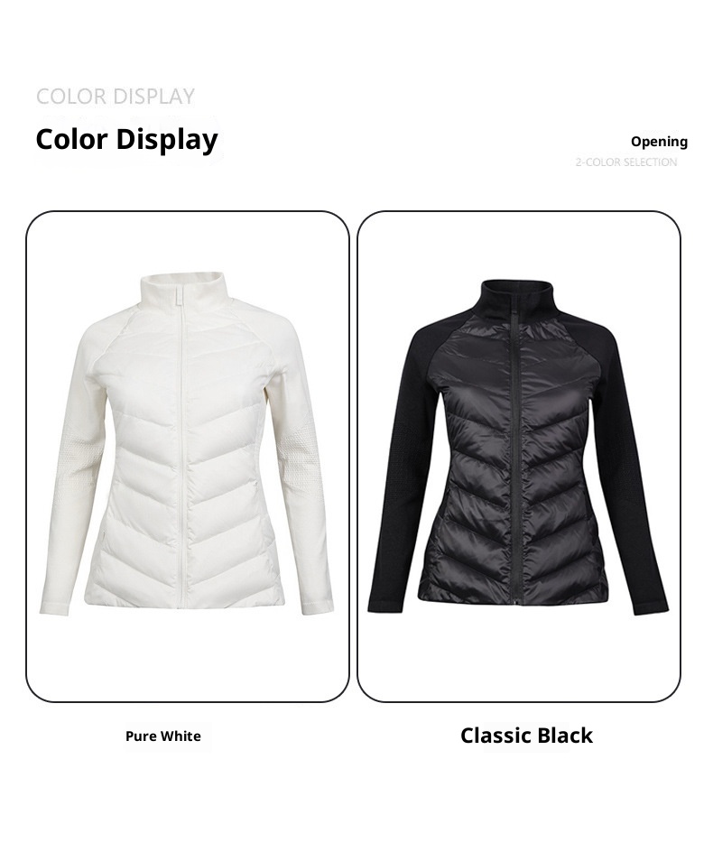 Giacca sportiva da donna in piumino d'anatra bianca, aderente, calda, a maniche lunghe, per yoga, corsa, all'aperto, autunno inverno_voghion.com