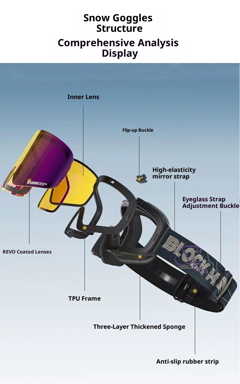 001 New Ski Winter Outdoor Sports Double Layer Anti-Fog Snowboard Goggles With Prescription Slot_voghion.com