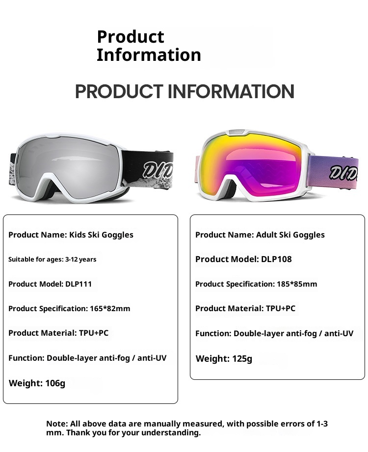 001 Occhiali da neve per bambini, ragazzi e ragazze, traspiranti, antiappannamento, cilindrici, da uomo_voghion.com