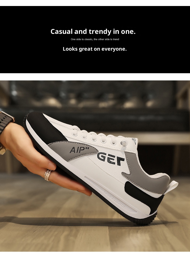 001 2025 New Men's Casual Agan Sports Sneakers Trendy Versatile White Lightweight Slip-On Running Shoes_voghion.com