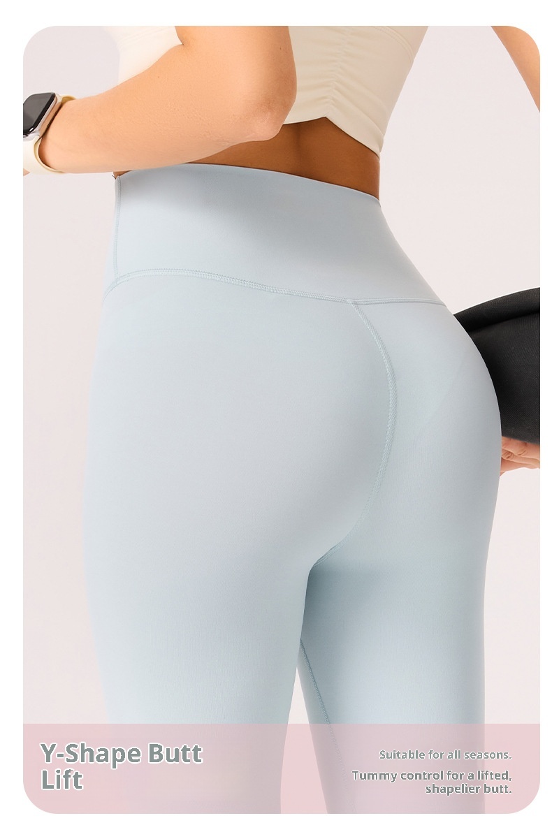 Nude Feel Yoga High Waist Wearable Without Embarrassing Lines Hip Lift Tummy Control Fitness Shark Pants Thin Leggings_voghion.com