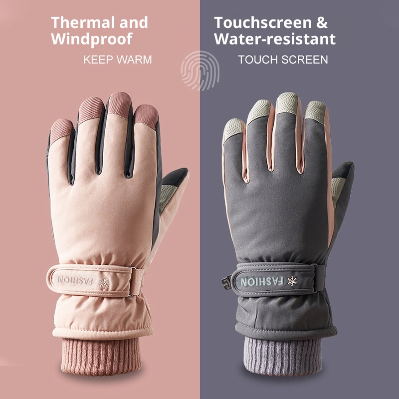 ActiveGo Skihandschuhe für Damen und Herren, Winterfleece-gefüttert, warm, für Outdoor-Aktivitäten wie Reiten und Bergsteigen, verdickt, wasserdicht_voghion.com