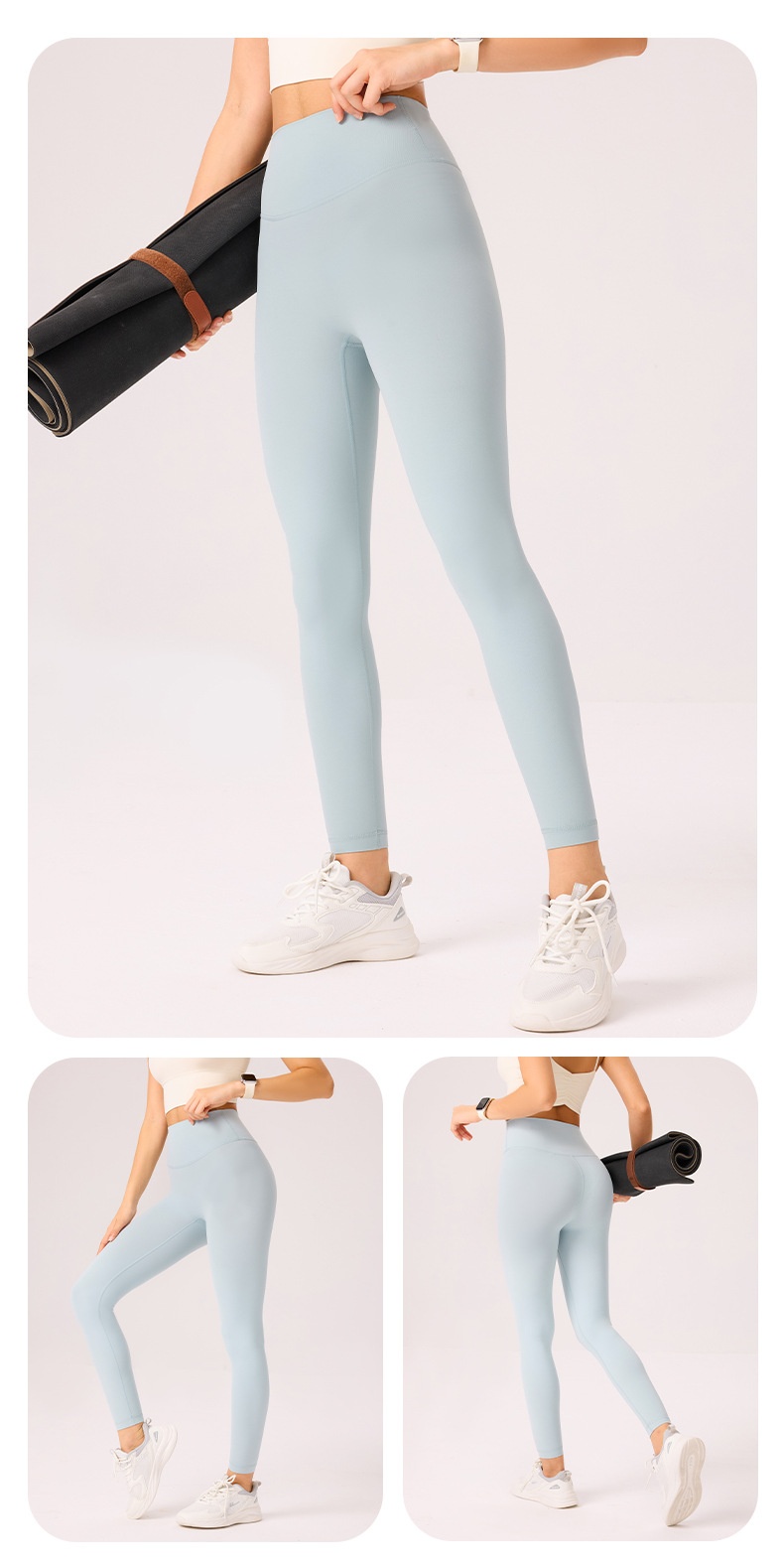 Nude Feel Yoga High Waist Wearable Without Embarrassing Lines Hip Lift Tummy Control Fitness Shark Pants Thin Leggings_voghion.com