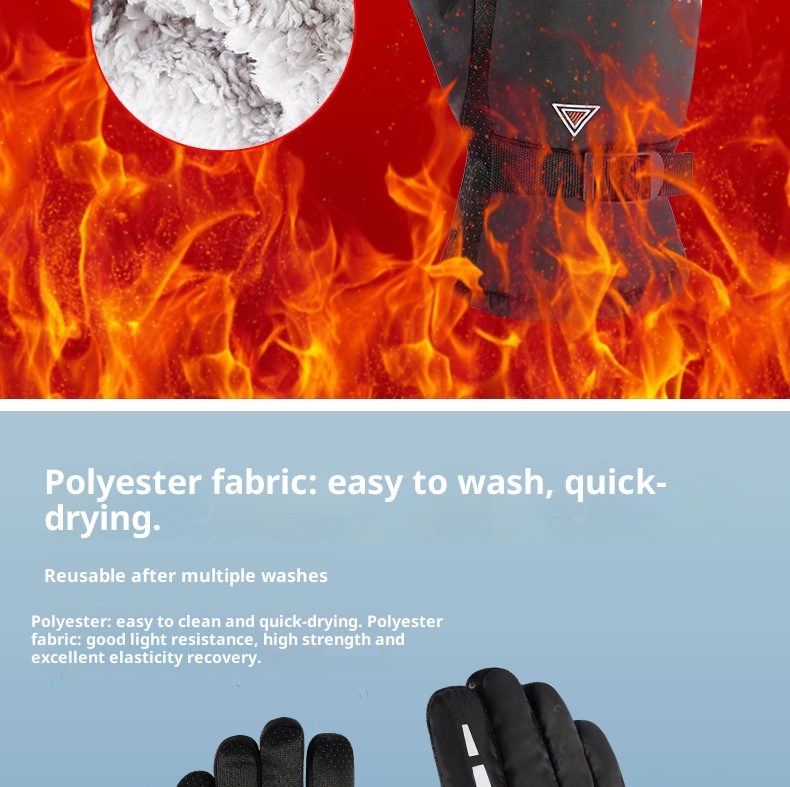 ActiveGo Winter New Men's Warm Outdoor Skiing Motorcycle Electric Bike Riding Gloves Fleece Lined Thickened_voghion.com