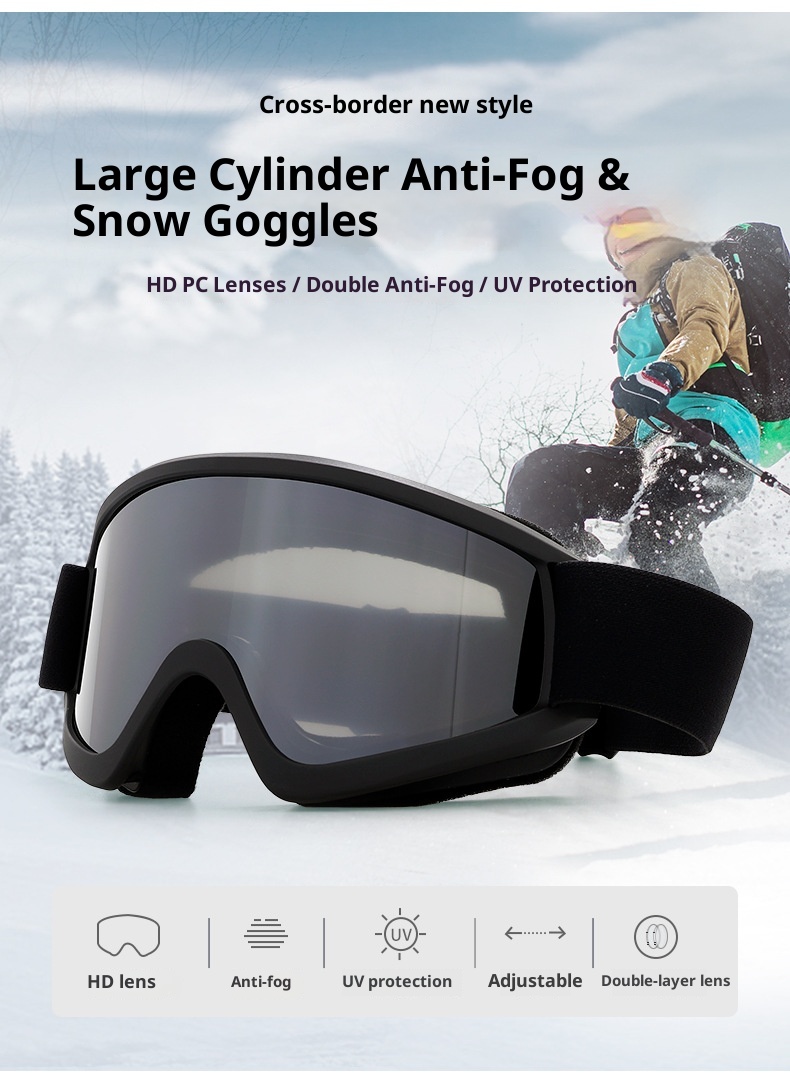 001 Cross-Border New Model Cylindrical Double-Layer Anti-Fog Ski Glasses Adult Myopia Windproof Snow Goggles Protective Gear_voghion.com