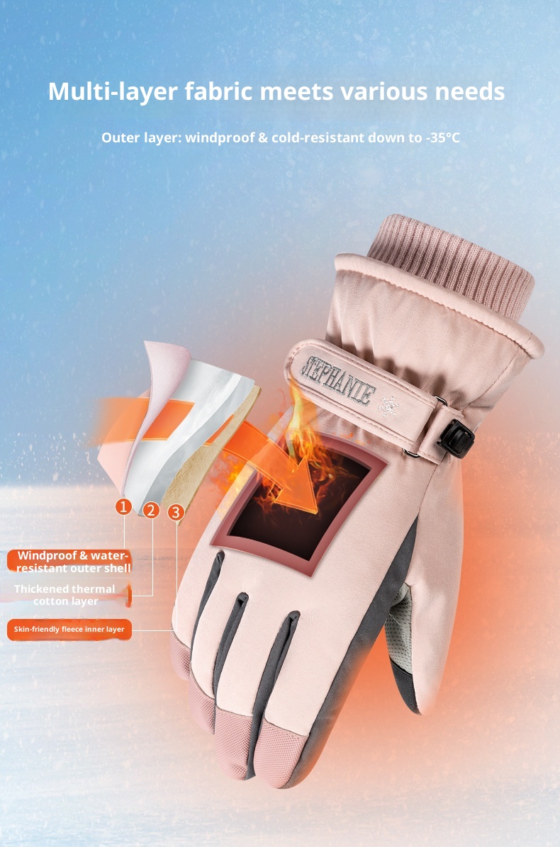 ActiveGo Skihandschuhe für Damen und Herren, Winterfleece-gefüttert, warm, für Outdoor-Aktivitäten wie Reiten und Bergsteigen, verdickt, wasserdicht_voghion.com