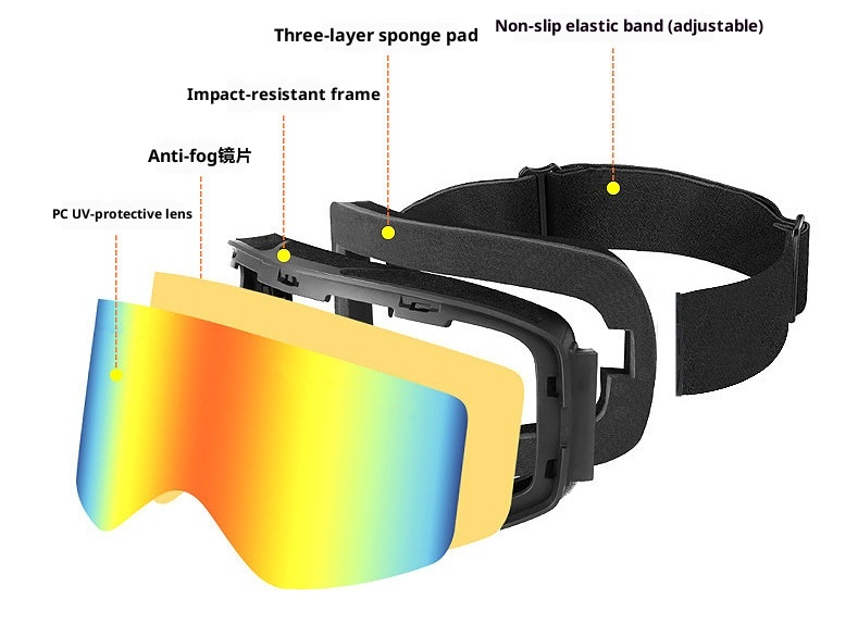 001 Cylindrical Full Real Film Ski REVO Double Layer Anti-Fog Windproof Snow Goggles Compatible With Prescription/HX16_voghion.com