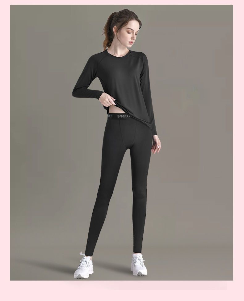 Completo da yoga da donna ad asciugatura rapida, per corsa, sport, autunno, aderente, a maniche lunghe, per attività all'aperto, escursionismo, jogging mattutino, palestra_voghion.com