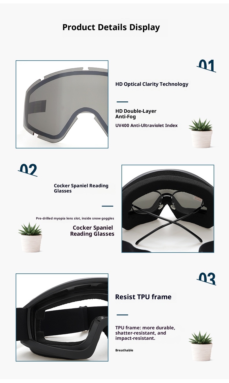 001 Cross-Border New Model Cylindrical Double-Layer Anti-Fog Ski Glasses Adult Myopia Windproof Snow Goggles Protective Gear_voghion.com