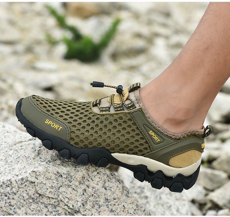 001 Water Summer New Trendy Breathable Mesh Soft Sole Men's Sports Casual Outdoor Hiking Shoes Men_voghion.com