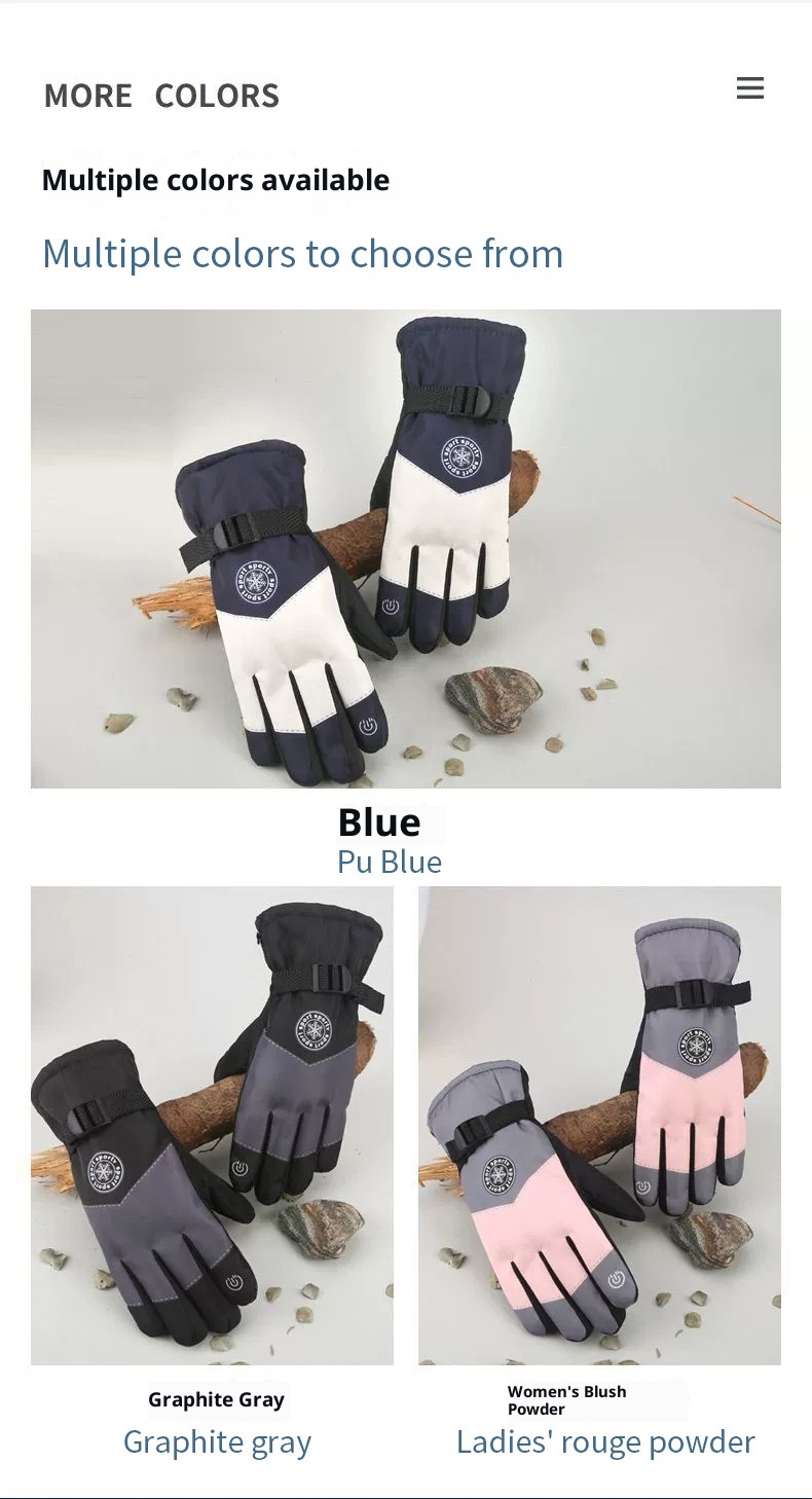 Gants de ski d'hiver ActiveGo pour hommes et femmes, gants de cyclisme chauds, imperméables et antidérapants en polaire épaisse et coton pour couples._voghion.com