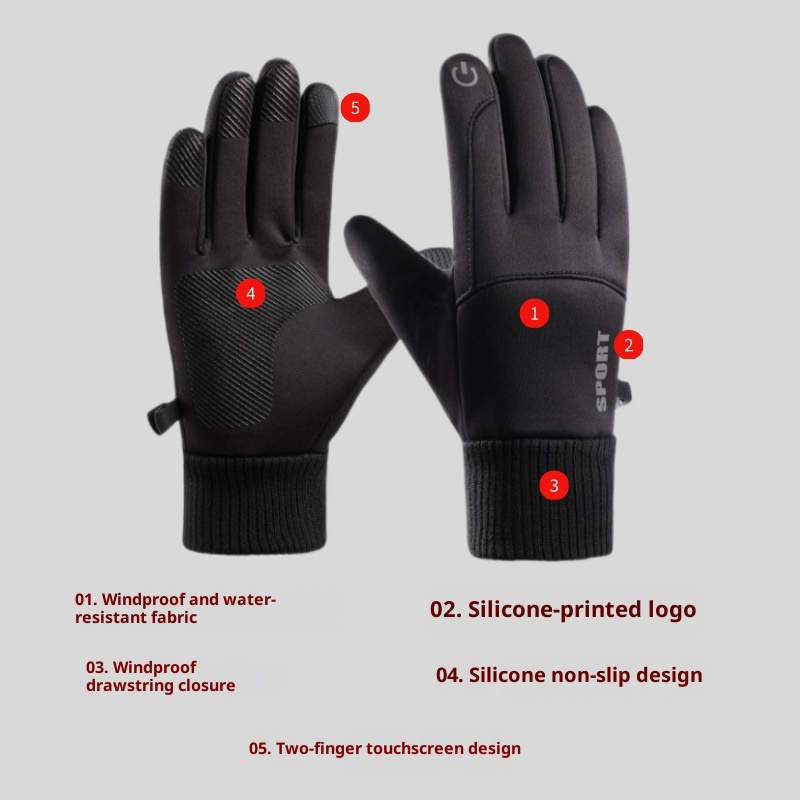 ActiveGo Herbst- und Wintersporthandschuhe mit Fleecefutter für Herren, Touchscreen-geeignet für Skifahren, Radfahren, kältebeständig_voghion.com