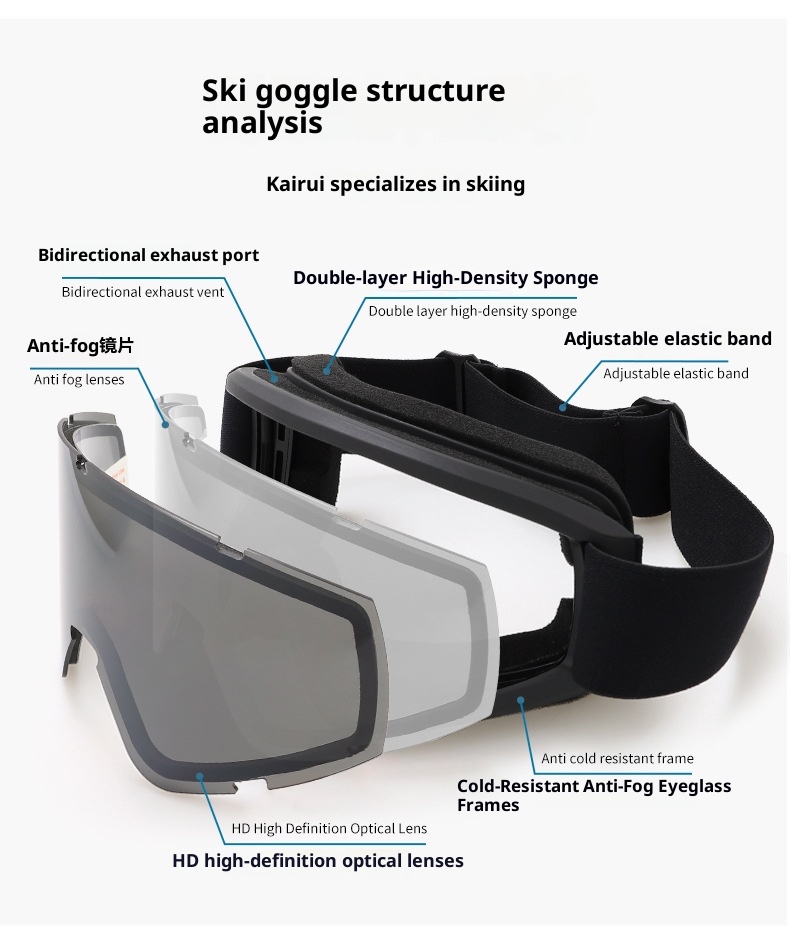 001 Cross-Border New Model Cylindrical Double-Layer Anti-Fog Ski Glasses Adult Myopia Windproof Snow Goggles Protective Gear_voghion.com