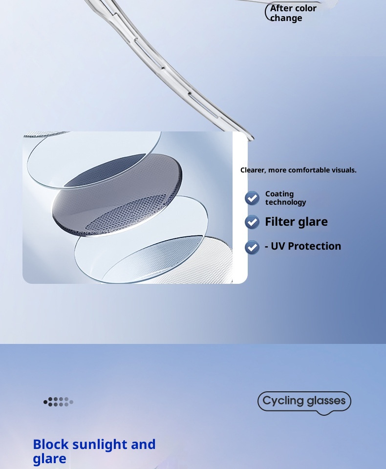 Lunettes de cyclisme intelligentes à changement de couleur 001 pour hommes et femmes, protection UV, lunettes de vélo, de course à pied et de ski en extérieur, résistantes à la poussière_voghion.com