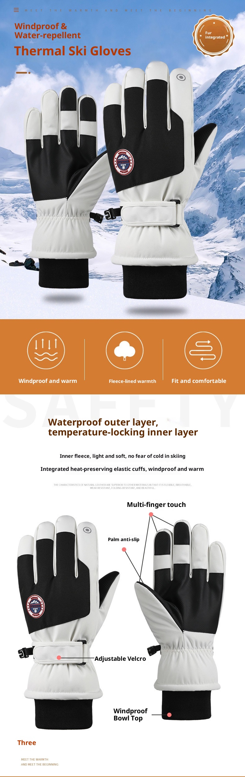 ActiveGo Skihandschoenen Touchscreen Waterdicht Buitensporten Heren en Dames Warm Fleece Gevoerd Verdikt Fietsen Antislip Winddicht_voghion.com