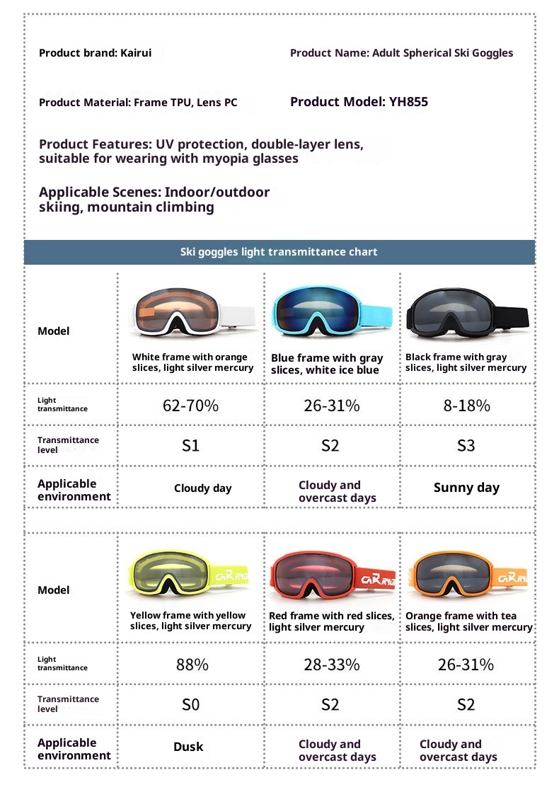 001 Manufacturer In-Stock Spherical Double-Layer Anti-Fog Ski Glasses Prescription Adult Snow Protective Goggles_voghion.com