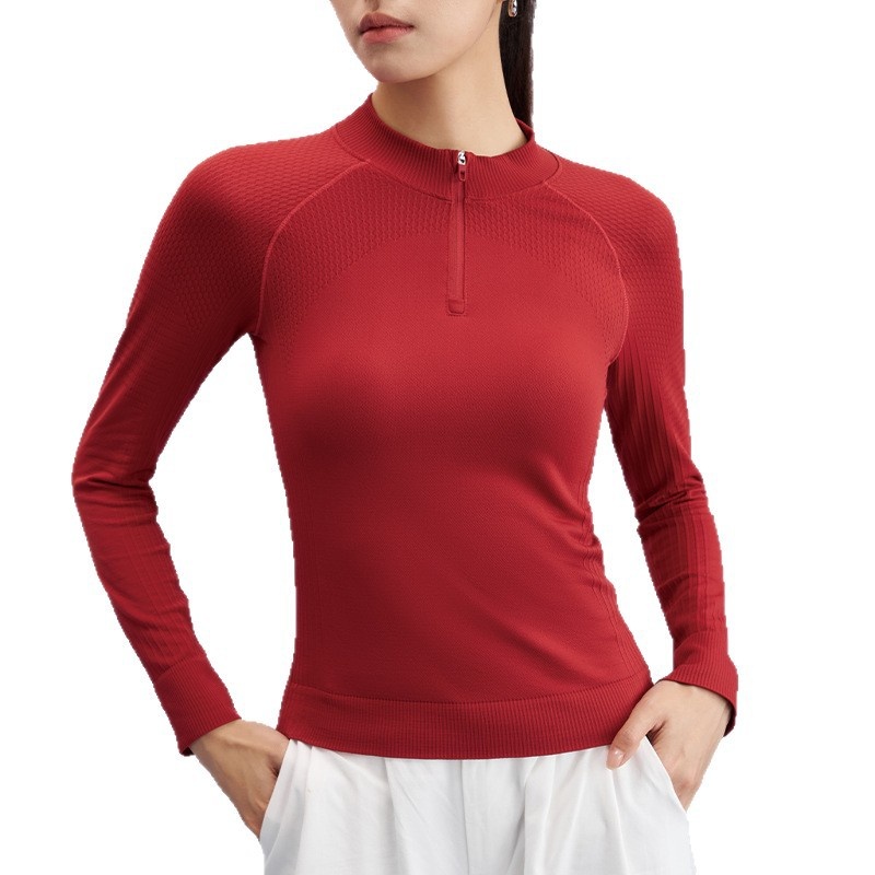 T-shirt à manches longues pour femme, coupe ajustée, idéal pour le fitness, la course à pied, l'entraînement en extérieur, le yoga et les loisirs._voghion.com
