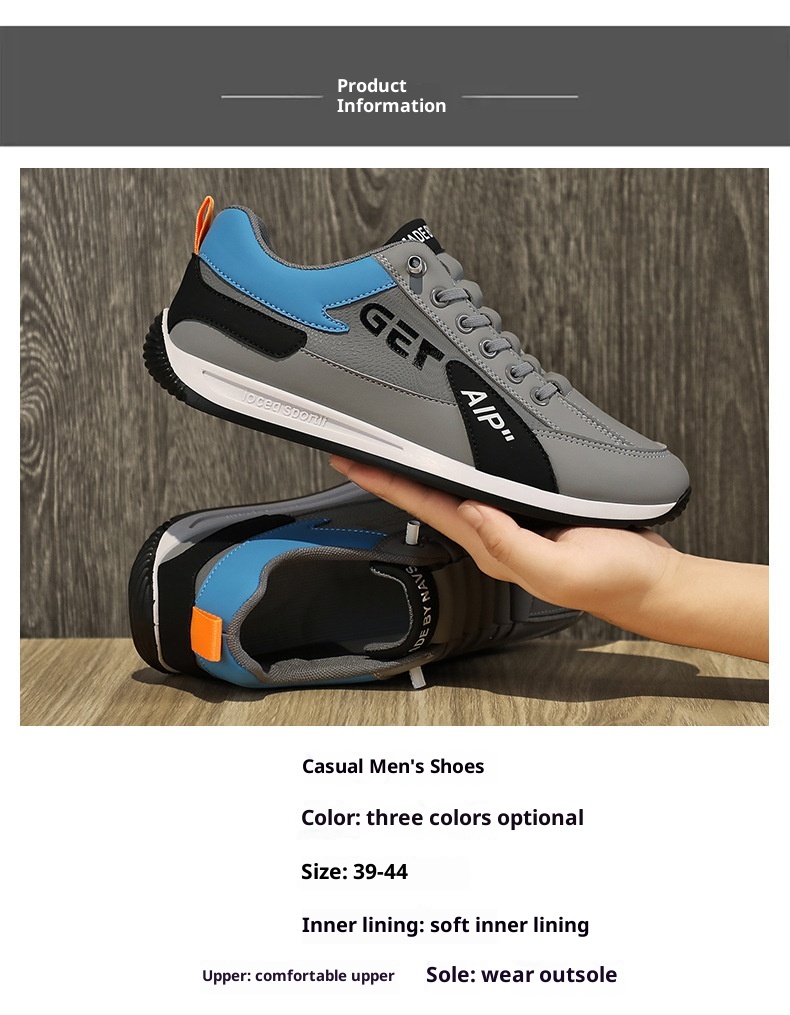 001 2025 New Men's Casual Agan Sports Sneakers Trendy Versatile White Lightweight Slip-On Running Shoes_voghion.com