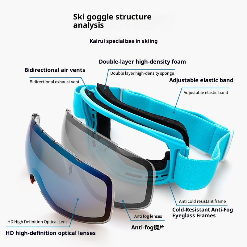 001 Manufacturer In-Stock Spherical Double-Layer Anti-Fog Ski Glasses Prescription Adult Snow Protective Goggles_voghion.com