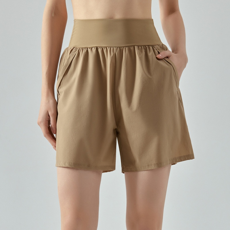 ActiveGo ActiveGo Summer Straight-Leg Sports For Women, Five-Point Outdoor Running Loose Breathable High-Waist Tummy Control Side Pocket_voghion.com