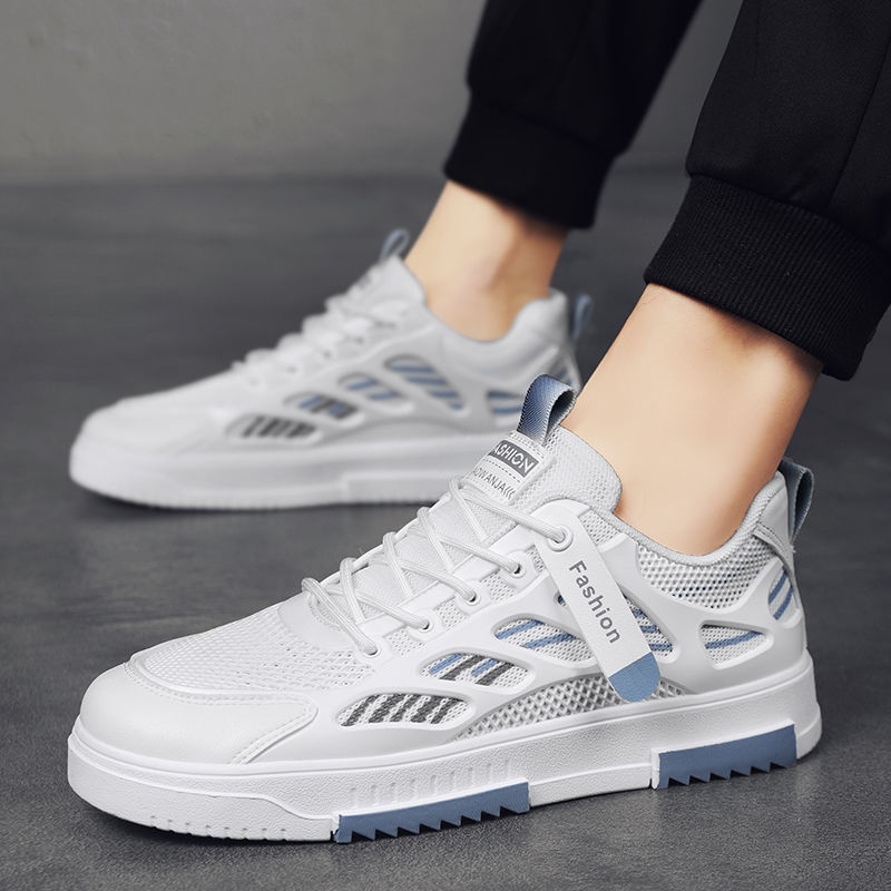 001 2025 Summer New Breathable Mesh Men's Versatile White Sneakers Student Sports Casual Board Trendy Shoes_voghion.com