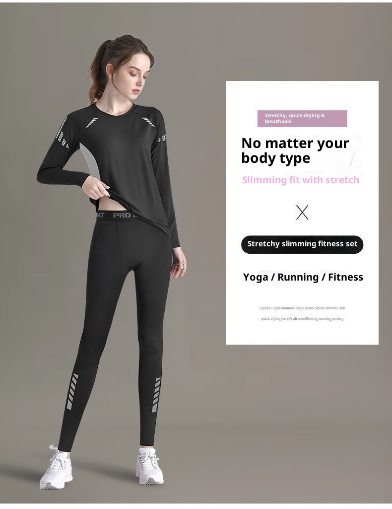 Completo da yoga da donna ad asciugatura rapida, per corsa, sport, autunno, aderente, a maniche lunghe, per attività all'aperto, escursionismo, jogging mattutino, palestra_voghion.com