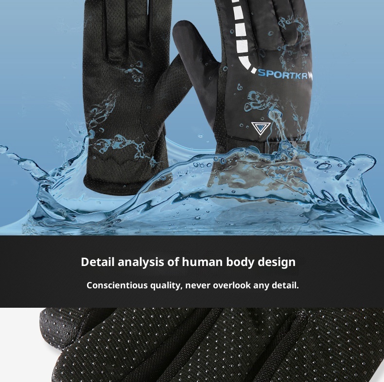 ActiveGo Winter New Men's Warm Outdoor Skiing Motorcycle Electric Bike Riding Gloves Fleece Lined Thickened_voghion.com