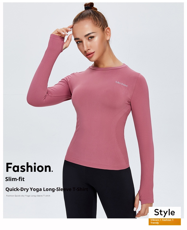 Abbigliamento sportivo basico autunno inverno, maglietta attillata, abbigliamento da allenamento, corsa all'aperto, yoga, manica lunga_voghion.com