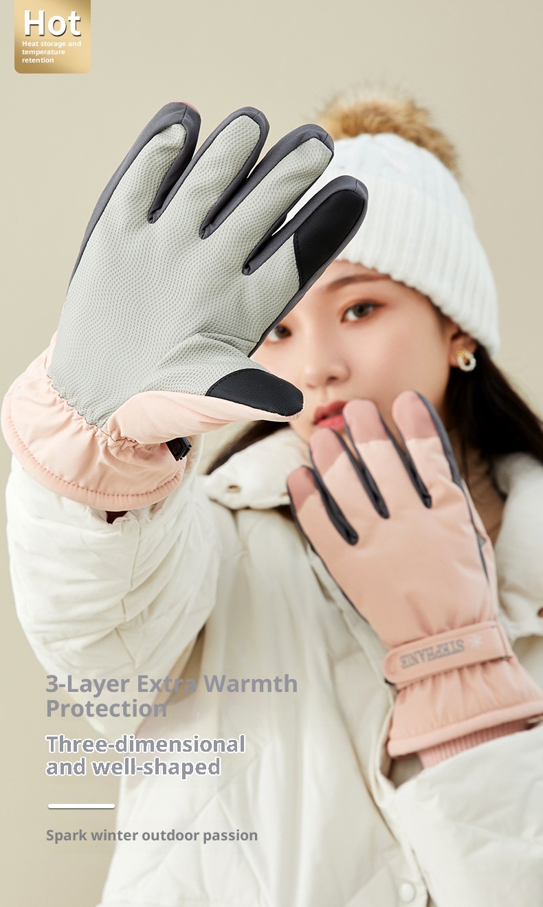 ActiveGo Skihandschuhe für Damen und Herren, Winterfleece-gefüttert, warm, für Outdoor-Aktivitäten wie Reiten und Bergsteigen, verdickt, wasserdicht_voghion.com