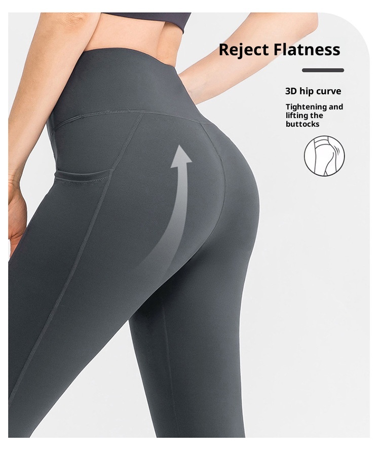 New Double-Sided Brocade Bare Sensation Yoga For Women With Pockets, High Waist, Tummy Control, Hip Lift, Sports Fitness_voghion.com