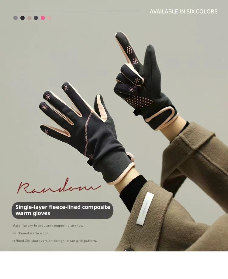 ActiveGo Herfst- en fleecegevoerde warme dameshandschoenen met touchscreen, geschikt voor buitensporten, koudebestendig, voor autorijden, fietsen, skiën en wintersporten_voghion.com