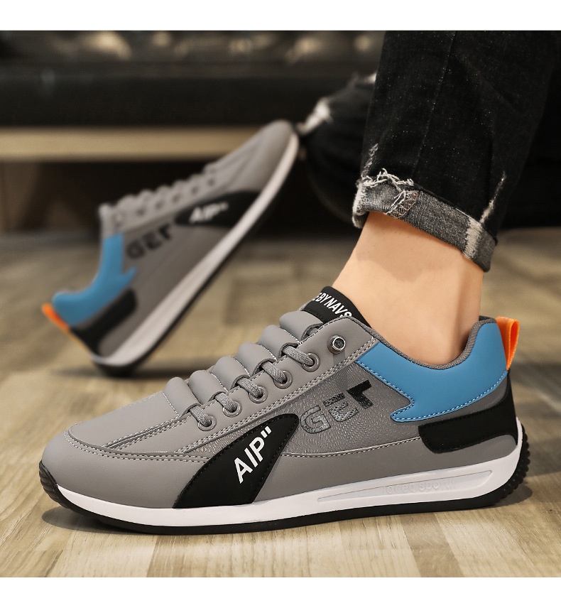 001 2025 New Men's Casual Agan Sports Sneakers Trendy Versatile White Lightweight Slip-On Running Shoes_voghion.com
