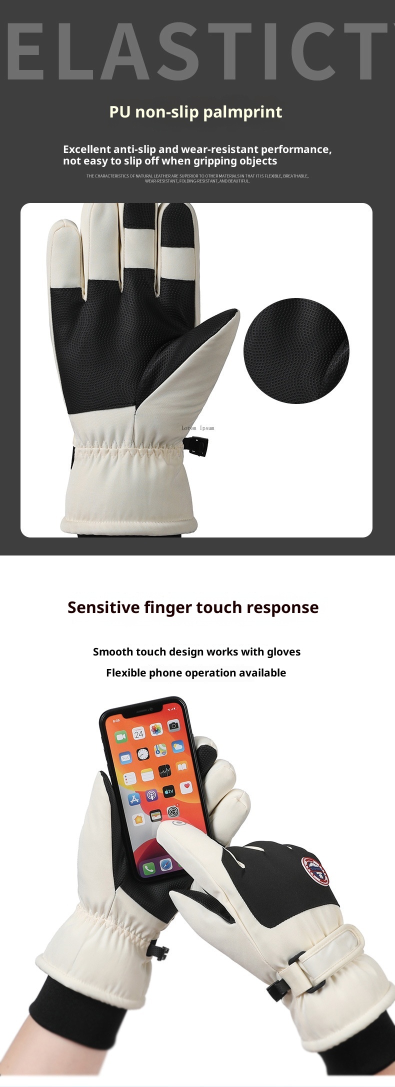 ActiveGo Skihandschoenen Touchscreen Waterdicht Buitensporten Heren en Dames Warm Fleece Gevoerd Verdikt Fietsen Antislip Winddicht_voghion.com