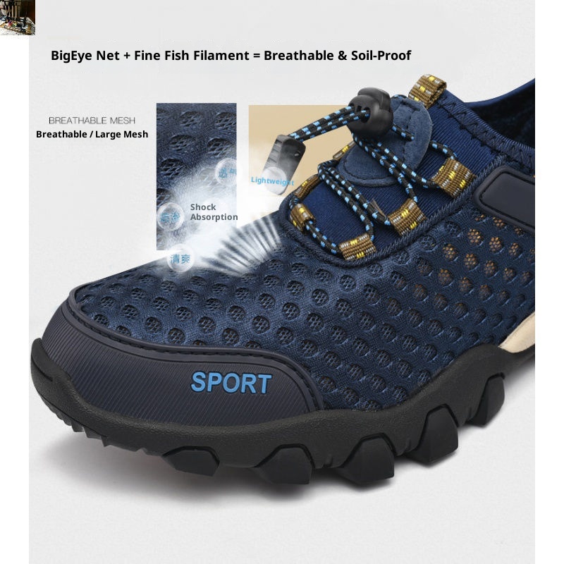001 Water Summer New Trendy Breathable Mesh Soft Sole Men's Sports Casual Outdoor Hiking Shoes Men_voghion.com