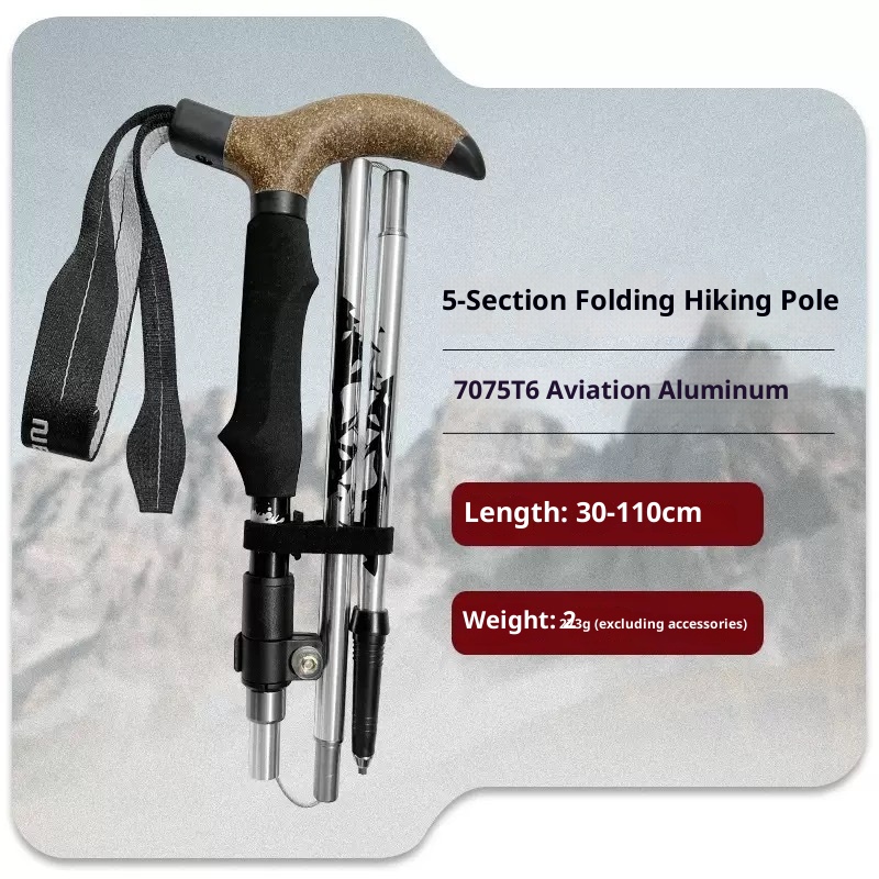 001 Manico curvo ultra corto in lega di alluminio a forma di T per esterni, pieghevole, fuoristrada, arrampicata, escursionismo, multifunzionale, camminata_voghion.com