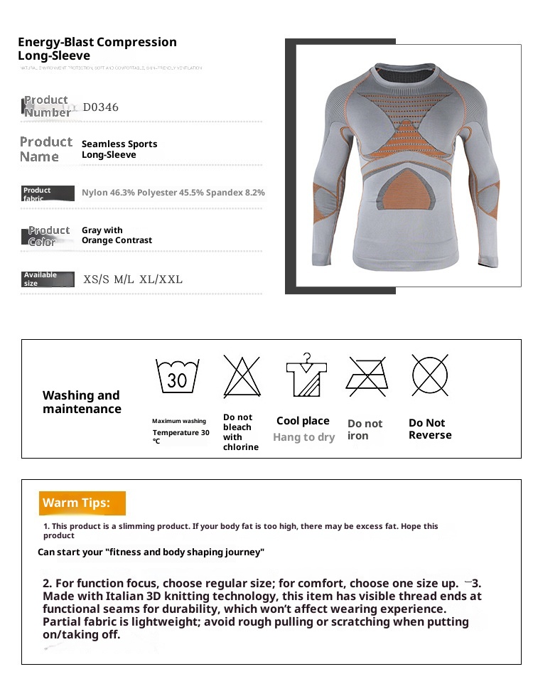 001 Malla térmica de compresión deportiva funcional profesional sin costuras para hombre y mujer, ideal para esquí al aire libre._voghion.com