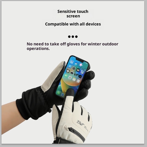 001 Women's Winter Ski Gloves, Warm, Touchscreen, Cold-Proof, Snow Play, Water-Resistant, Thickened, Fleece-Lined, Cycling,_voghion.com