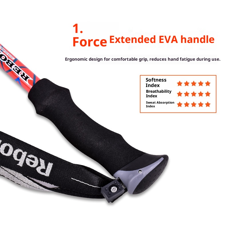 001 Robinson Trekking Pole Folding Aluminum Alloy Five Sections Ultra-Light Telescopic Outdoor Ultra-Short Trail Running_voghion.com