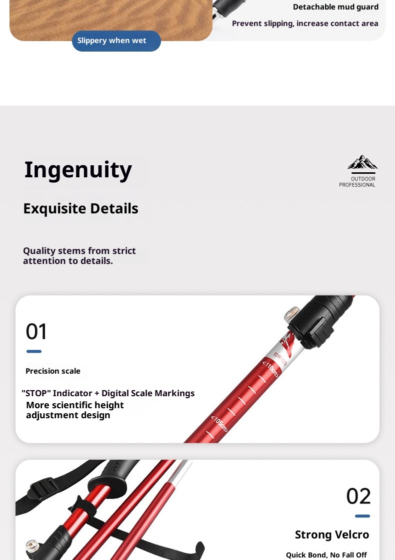 001 Ultra-light Aluminum Alloy Hiking Stick Folding Professional Outdoor Trekking Pole Five-section Anti-slip Climbing_voghion.com