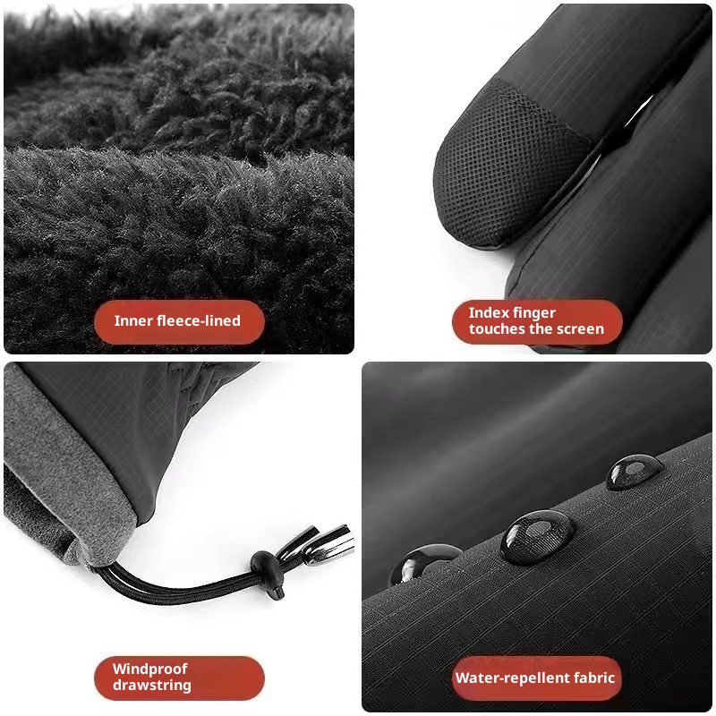 ActiveGo Cross-border Warm For Men, Autumn And Winter Outdoor Fleece-lined Windproof Waterproof Motorcycle Gloves, Wholesale_voghion.com