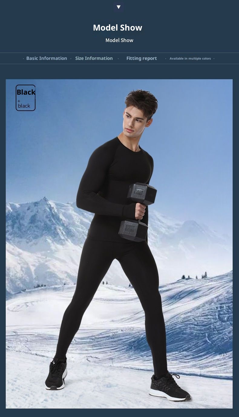 Conjunto térmico de esquí para hombre de secado rápido, ajustado, para correr y hacer deporte. Incluye camiseta interior térmica, forro polar y camiseta de forro polar para actividades al aire libre. Ideal para exportación._voghion.com