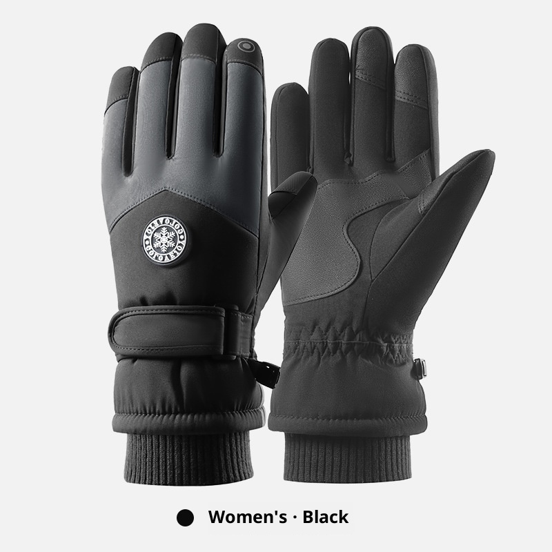 Gants de moto d'extérieur 001, grands, en coton, tactiles, pour hommes et femmes, chauds, en polaire épaisse et coupe-vent, pour l'hiver, la conduite et le ski._voghion.com